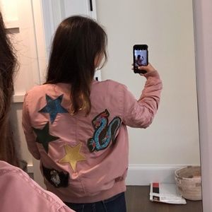 PINK PATCH BOMBER JACKET